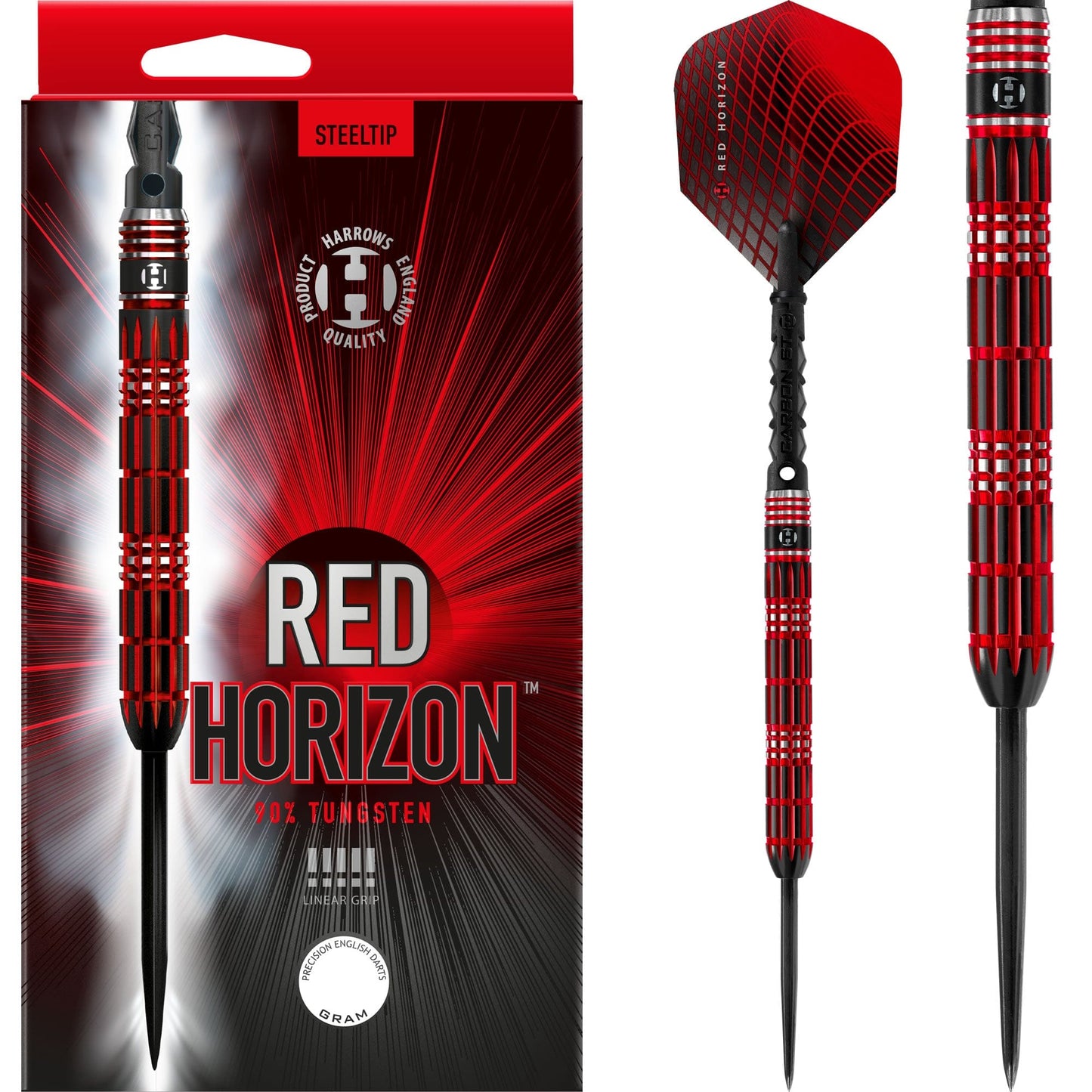 Harrows Red Horizon Darts - Steel Tip - Black & Red 21g