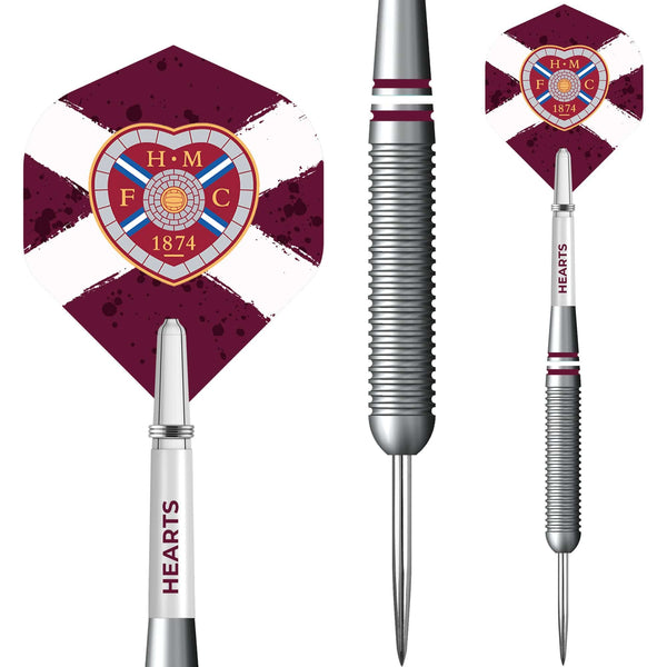 Heart of Midlothian FC - Official Licensed - Hearts - Steel Tip Darts - Brass - 22g