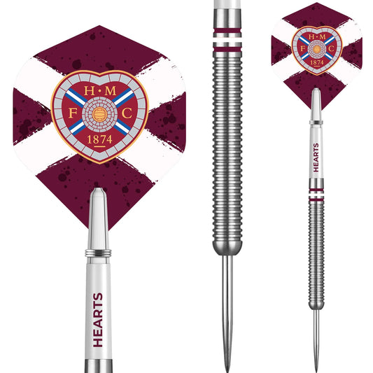Heart of Midlothian FC - Official Licensed - Hearts - Steel Tip Darts - Tungsten - 24g 24g