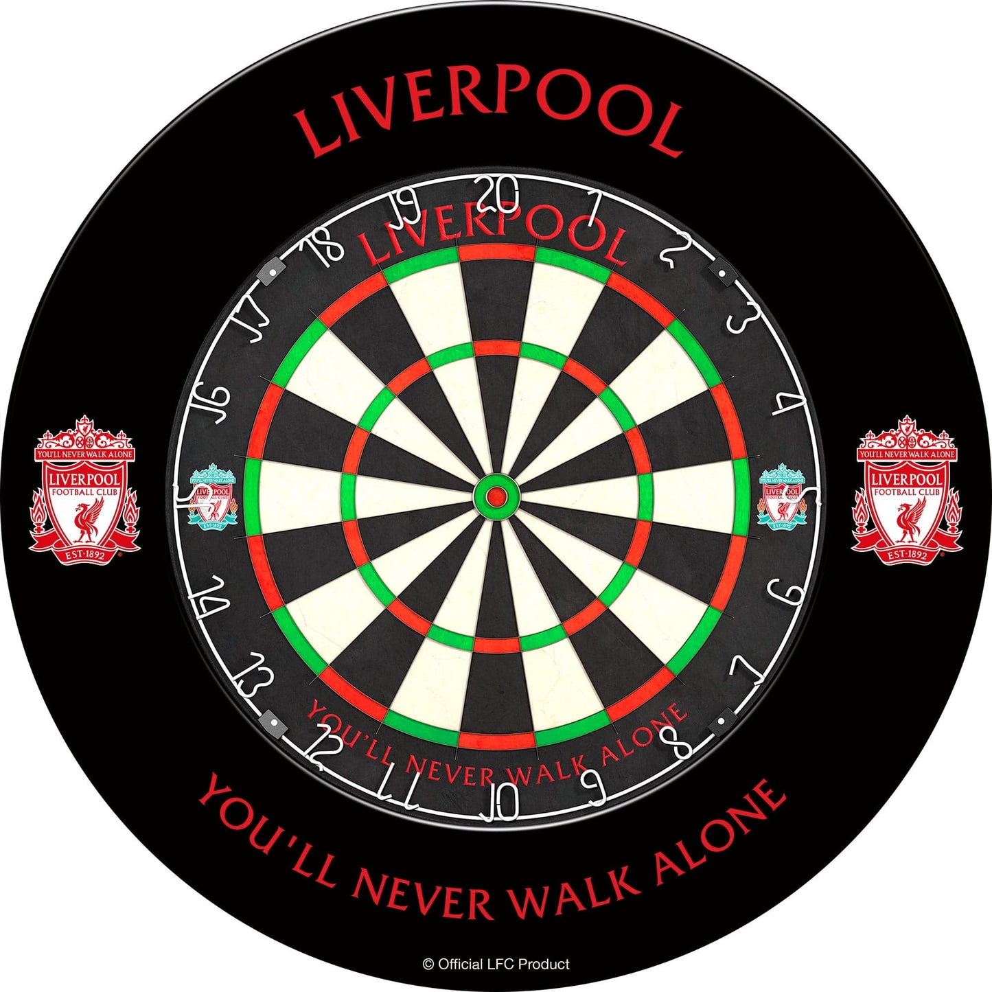 Liverpool FC Dartboard Surround - Official Licensed - LFC - S1 - Black - Red Crest