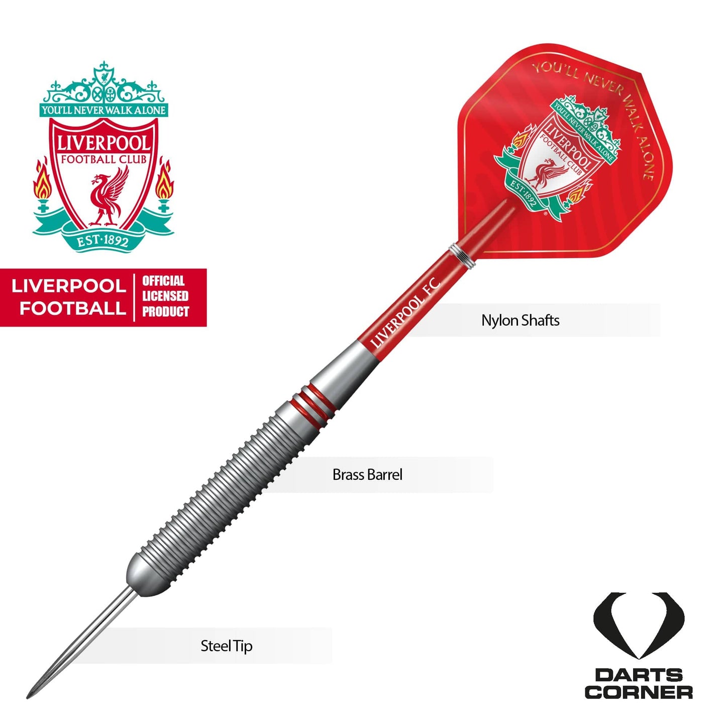 Liverpool FC Darts - Steel Tip Brass - Official Licensed - LFC - 22g 22g
