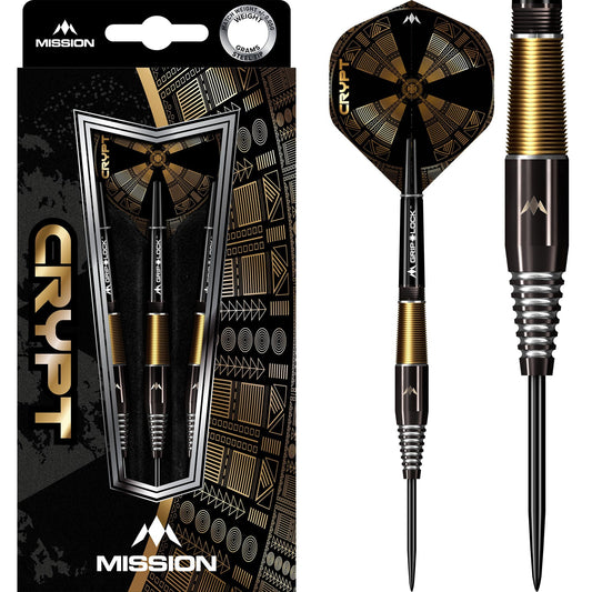 Mission Crypt Darts - Steel Tip - M2 - Black & Gold 21g