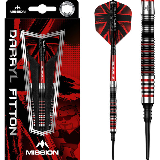 Mission Darryl Fitton Darts - Soft Tip - Electro Black & Red - The Dazzler - 18g 18g