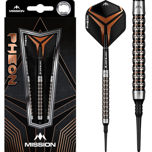 Mission Pheon Darts - Soft Tip - Electro - Black & Bronze 20g