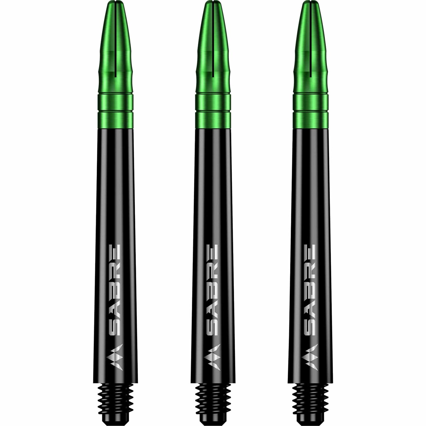 Mission Sabre Shafts - Polycarbonate Dart Stems - Black - Green Top Medium