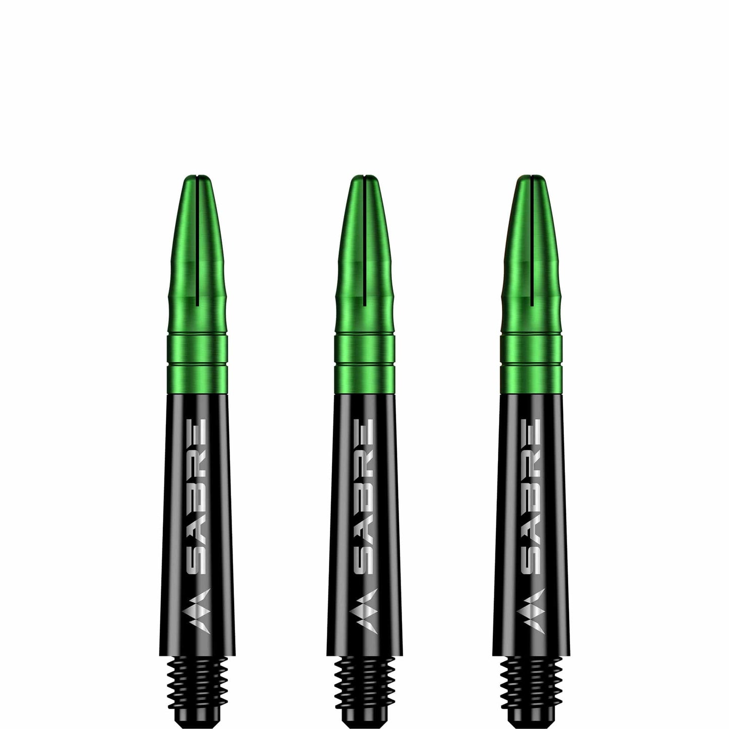 Mission Sabre Shafts - Polycarbonate Dart Stems - Black - Green Top Short