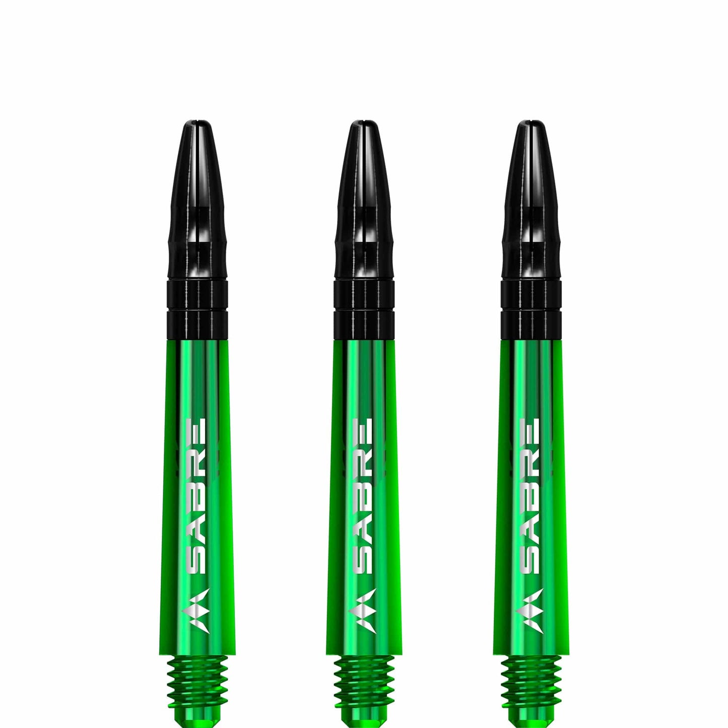 Mission Sabre Shafts - Polycarbonate Dart Stems - Green - Black Top Tweenie