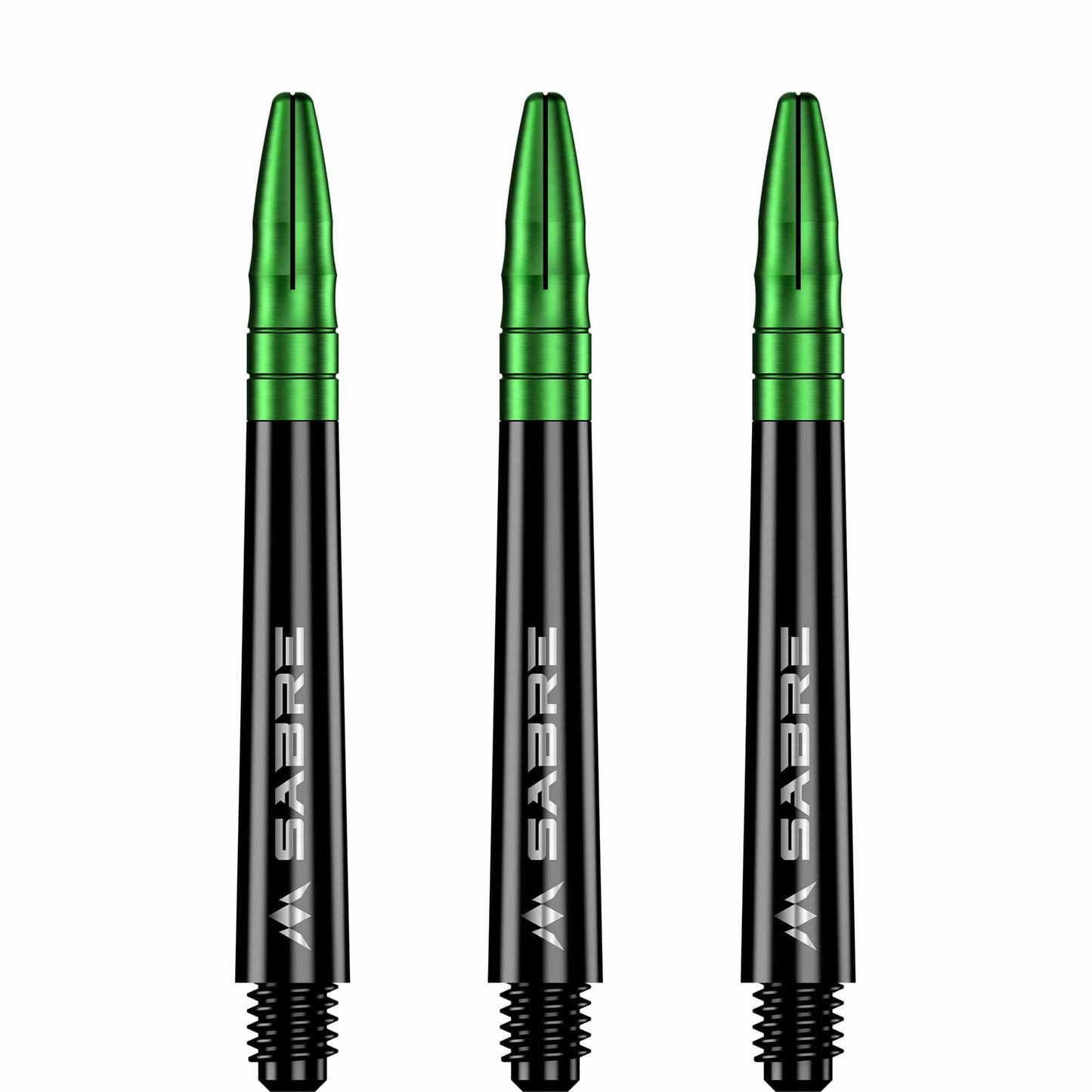 Mission Sabre Shafts - Polycarbonate Dart Stems - Black - Green Top Tweenie Plus