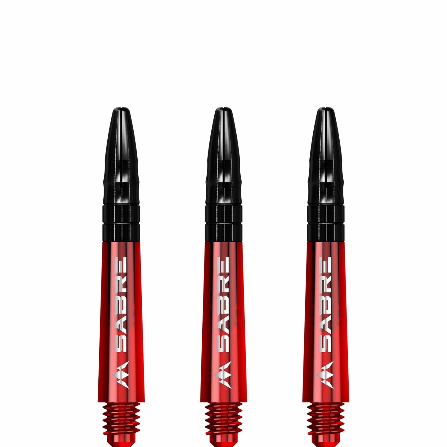 Mission Sabre Shafts - Polycarbonate Dart Stems - Red - Black Top Short