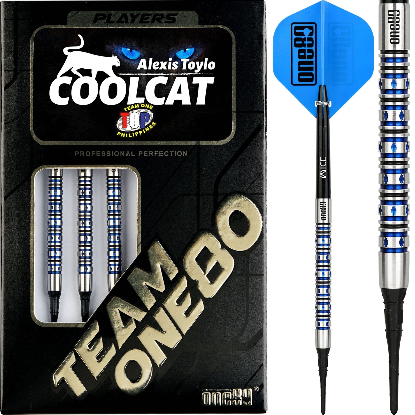 One80 Alexis Toylo Darts - Soft Tip - Cool Cat - Blue - 20g 20g