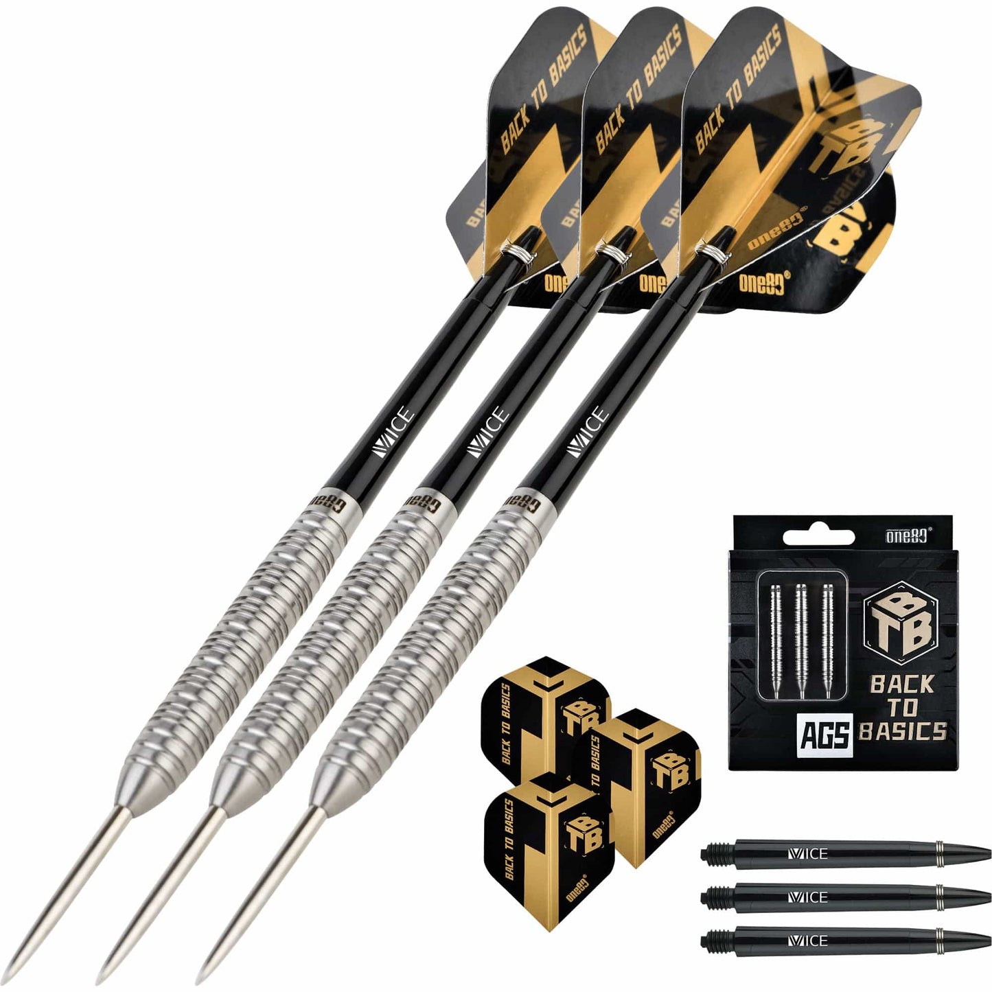 One80 Back To Basic Darts - Steel Tip - AGS - Natural - Ringed