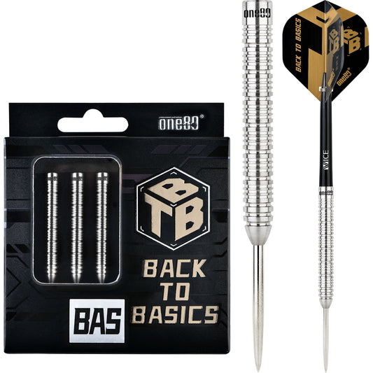 One80 Back To Basic Darts - Steel Tip - BAS - Natural - Ringed 22g