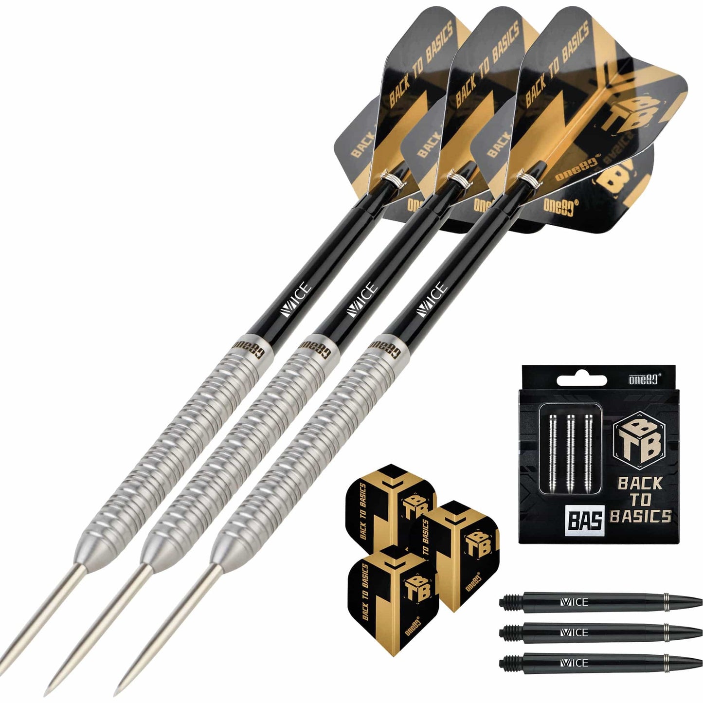 One80 Back To Basic Darts - Steel Tip - BAS - Natural - Ringed