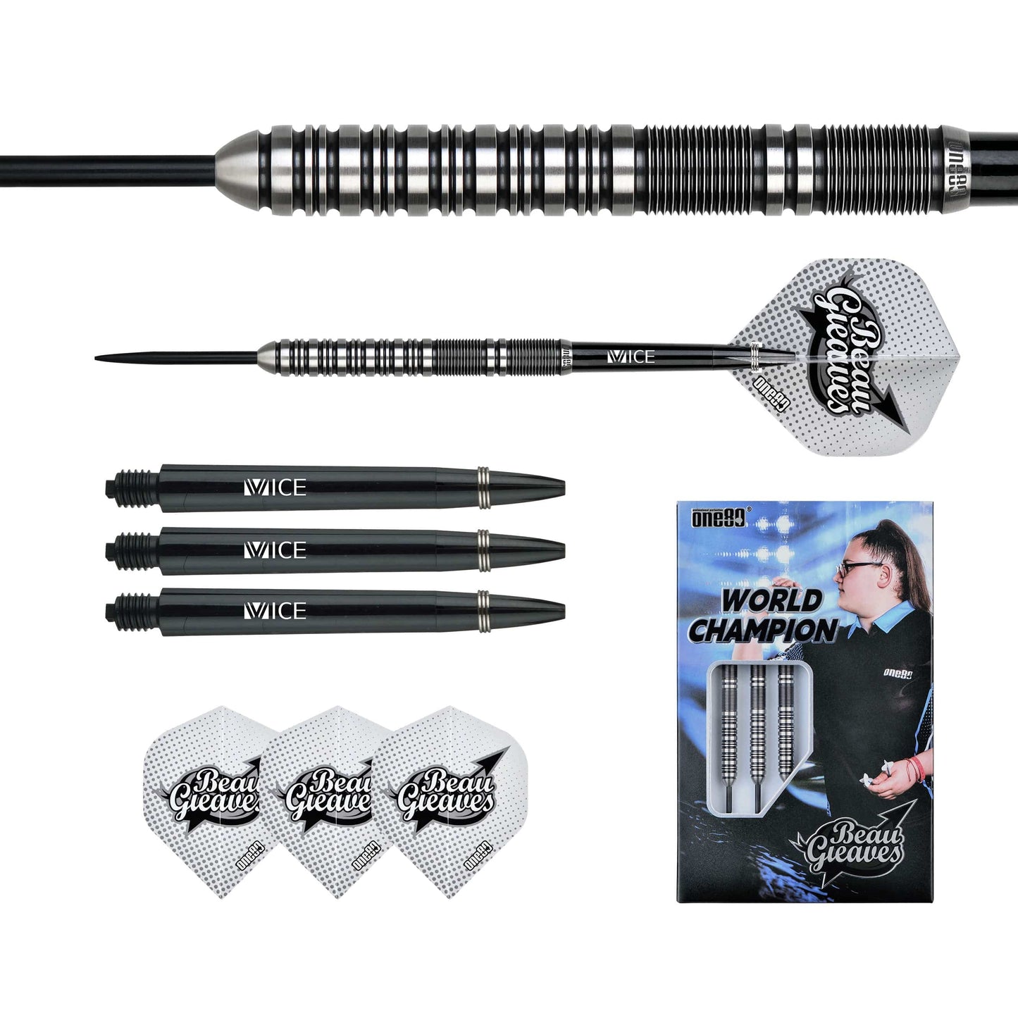 One80 Beau Greaves Darts - Steel Tip - HD - Black & Silver