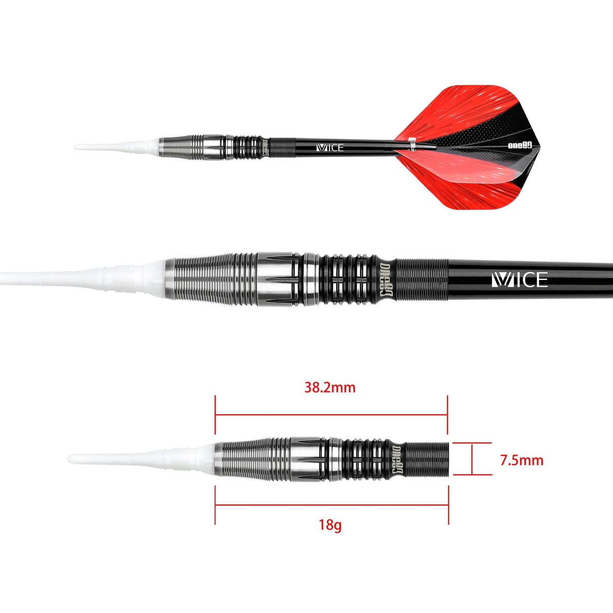 One80 Niko Springer Darts - Soft Tip - Signature - Black \ Silver - 18g 18g