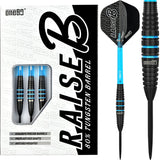 One80 Raise B Darts - Steel Tip - Black - Aqua Blue Rings 21g