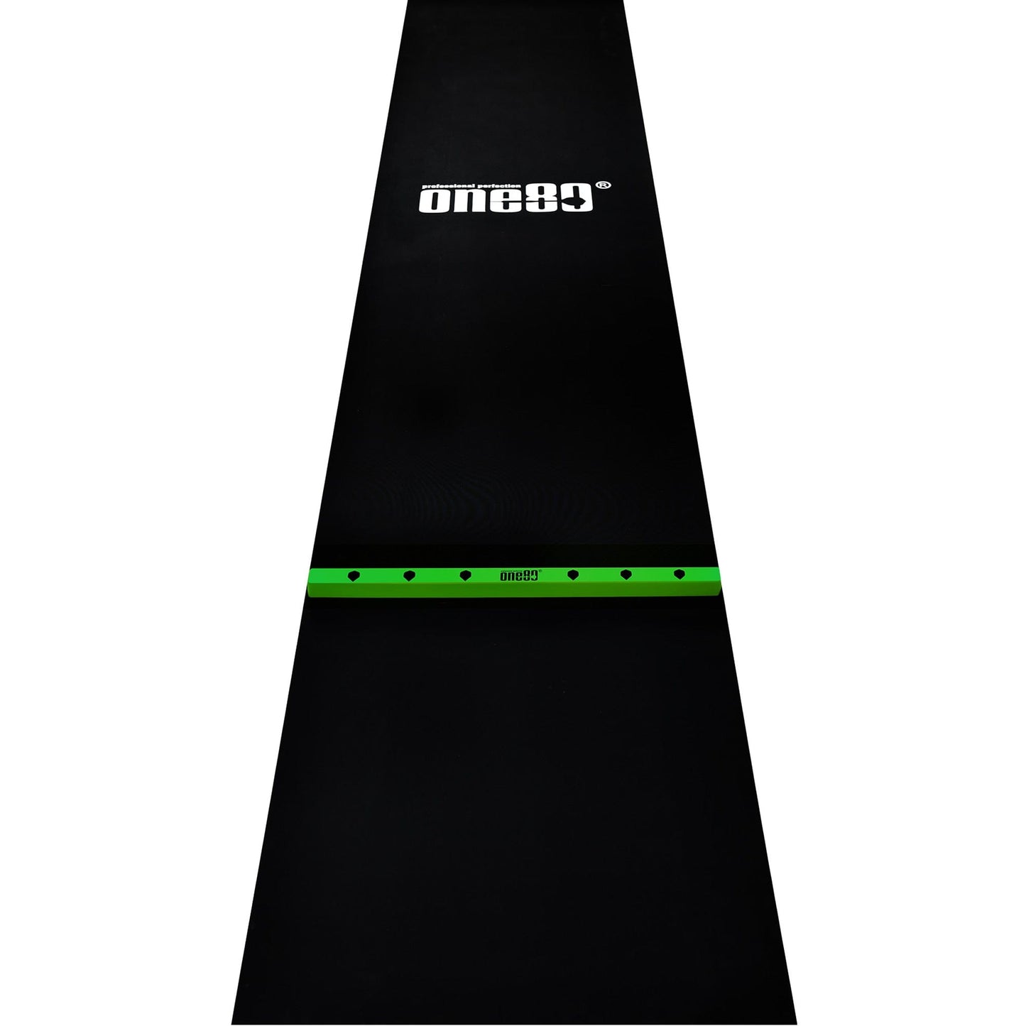 One80 Rubber Dart Mat with Oche - Floor Protection - Black - 300x62cm - Slim Green