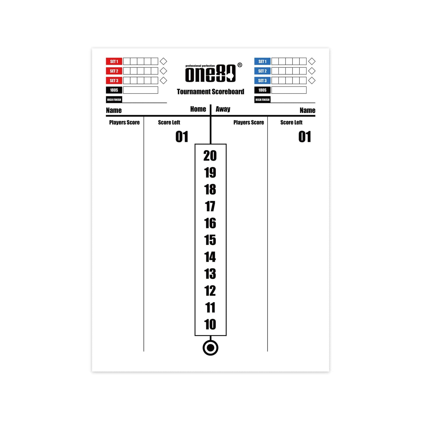 One80 Tournament Scoreboard - Marker Board - Dry Wipe - 45x35cm - Whiteboard