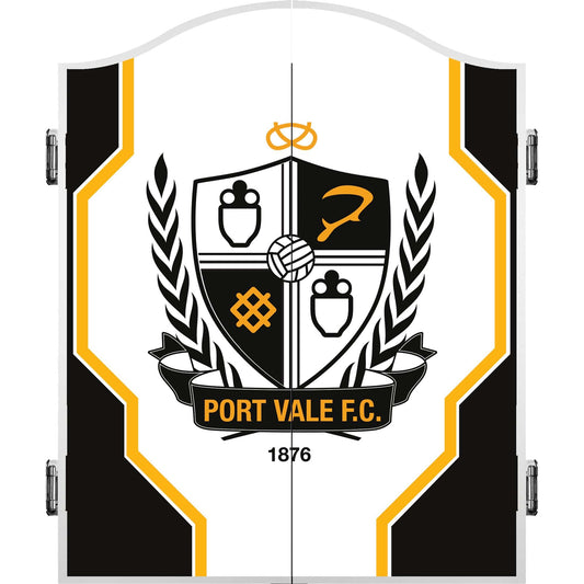 Port Vale FC - Official Licensed - The Valiants - Dartboard Cabinet - White - C1 - Logo with Trim