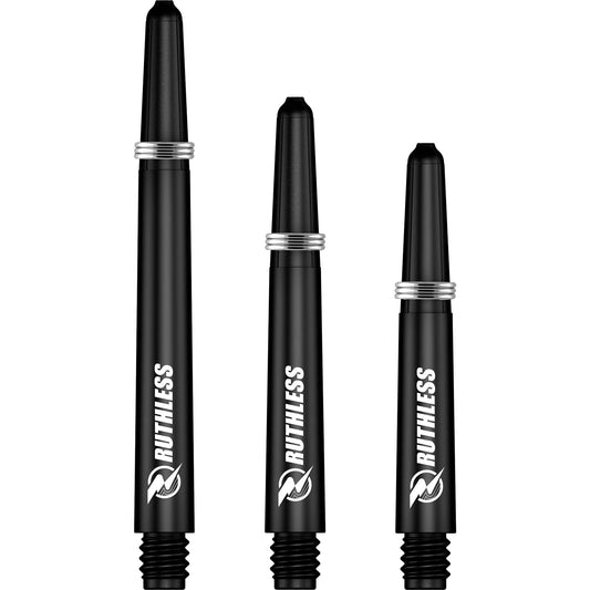 Ruthless Deflectagrip Dart Shafts - Nylon Stems with Springs - Black