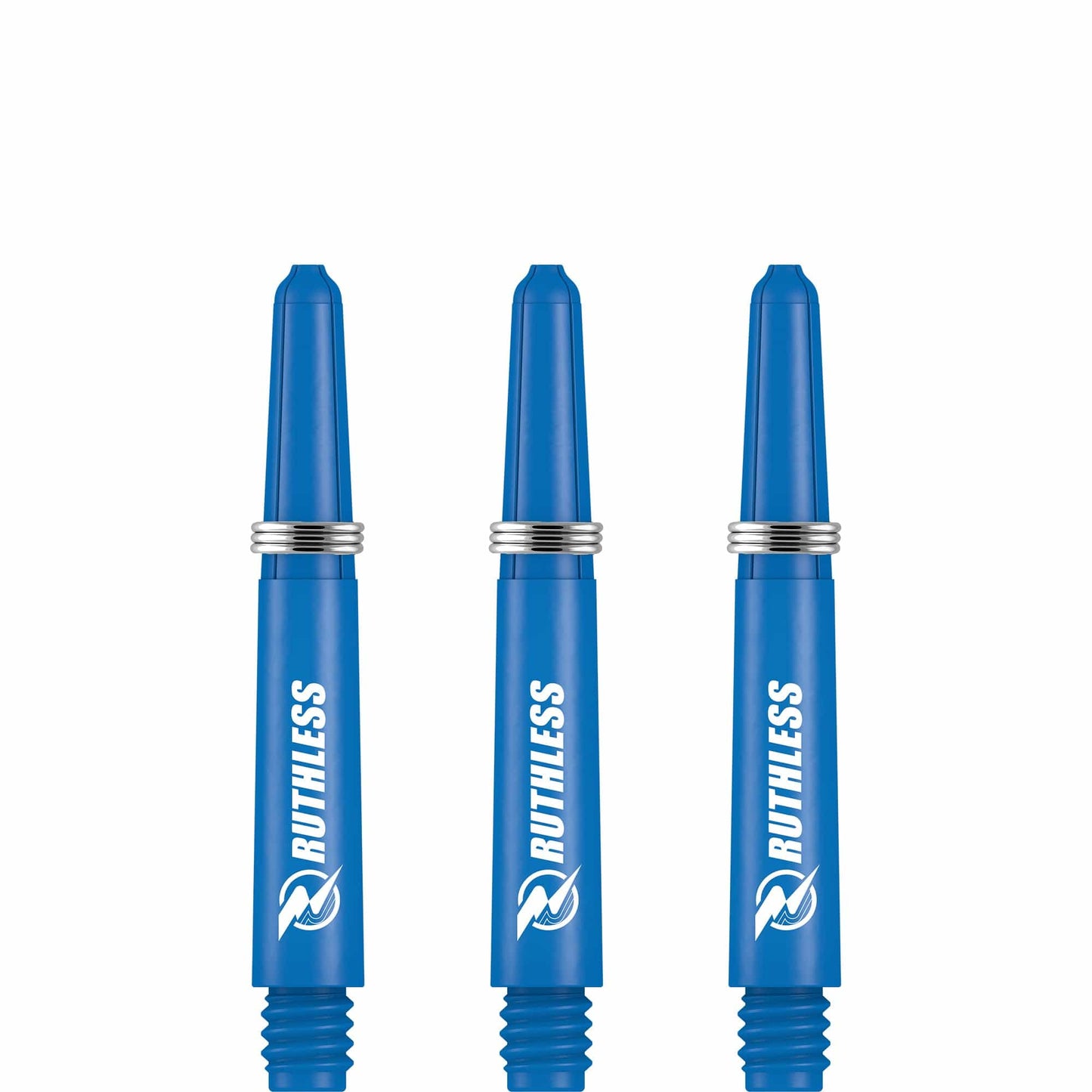 Ruthless Deflectagrip Dart Shafts - Nylon Stems with Springs - Blue Short