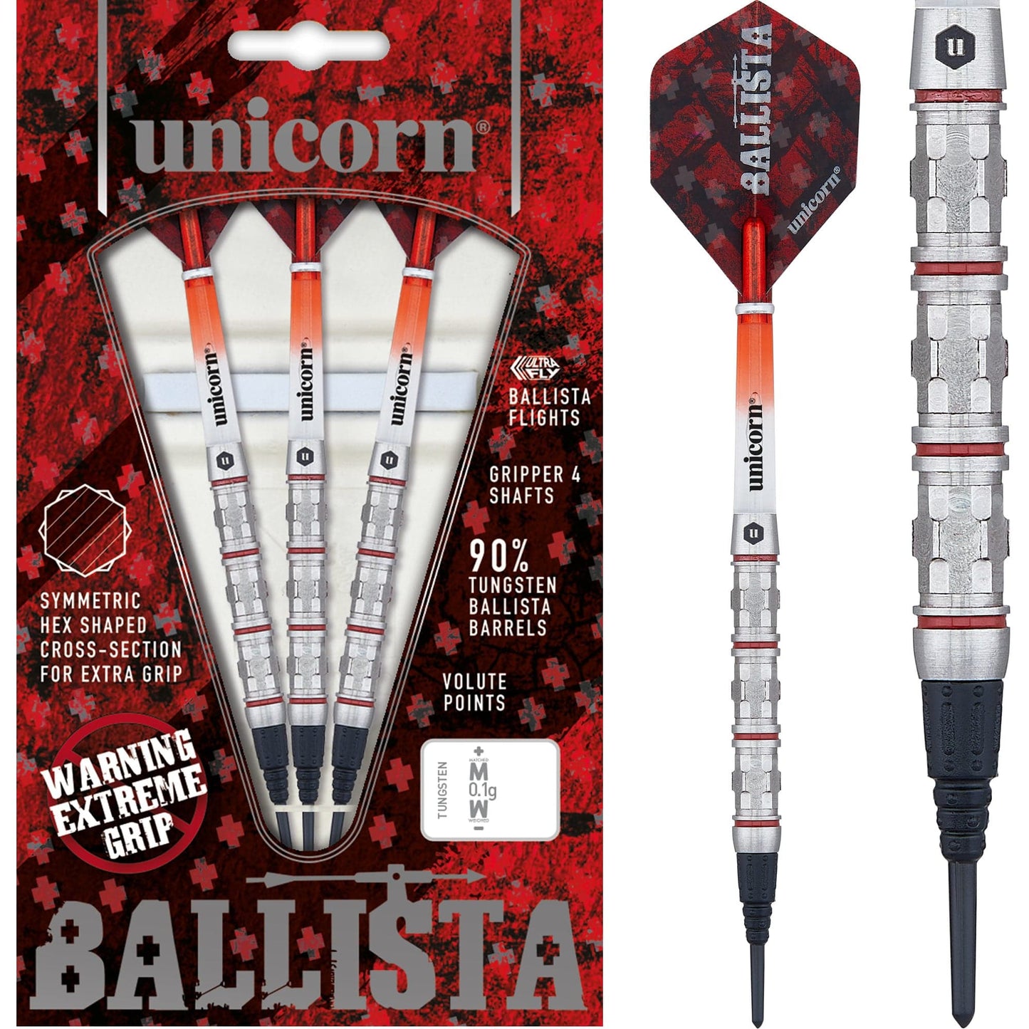 Unicorn Ballista Darts - Style 4 - Soft Tip - Extreme Hex Grip 18g