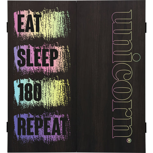 Unicorn Dartboard Cabinet - Maestro - Square - Eat, Sleep, 180, Repeat