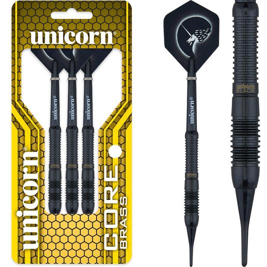 Unicorn Core Brass Darts - Soft Tip - Style 2 - Black Brass 16g