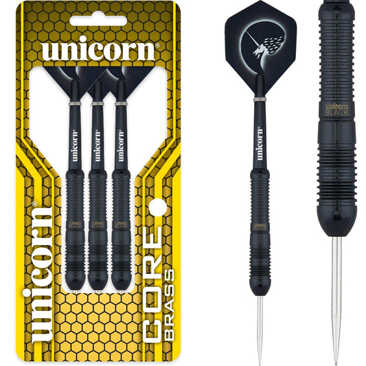 Unicorn Core Brass Darts - Steel Tip - Style 2 - Black Brass 20g