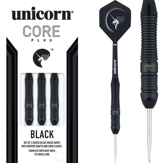 Unicorn Core Plus Win Darts - Steel Tip Brass - Style 1 - Black 22g