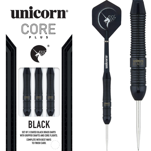 Unicorn Core Plus Win Darts - Steel Tip Brass - Style 1 - Black