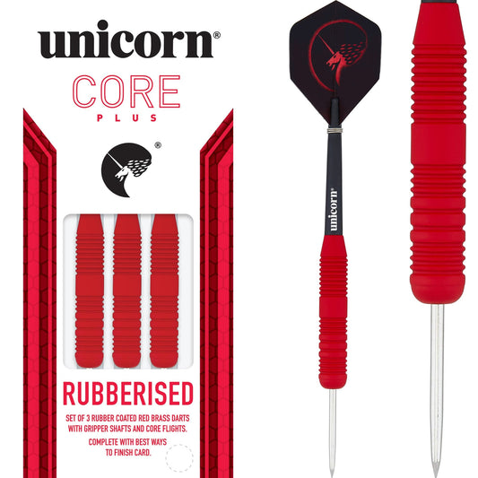 Unicorn Core Plus Win Darts - Steel Tip Brass - Rubberised Red 21g
