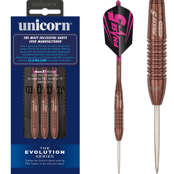 Unicorn Evolution Darts - Steel Tip - Phase 5 Rosso - 26g