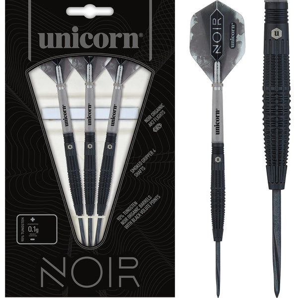 Unicorn Noir Darts - Style 2 - Steel Tip - Black - Torpedo Design