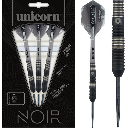 Unicorn Noir Darts - Style 3 - Steel Tip - Black - Tapered Design 22g