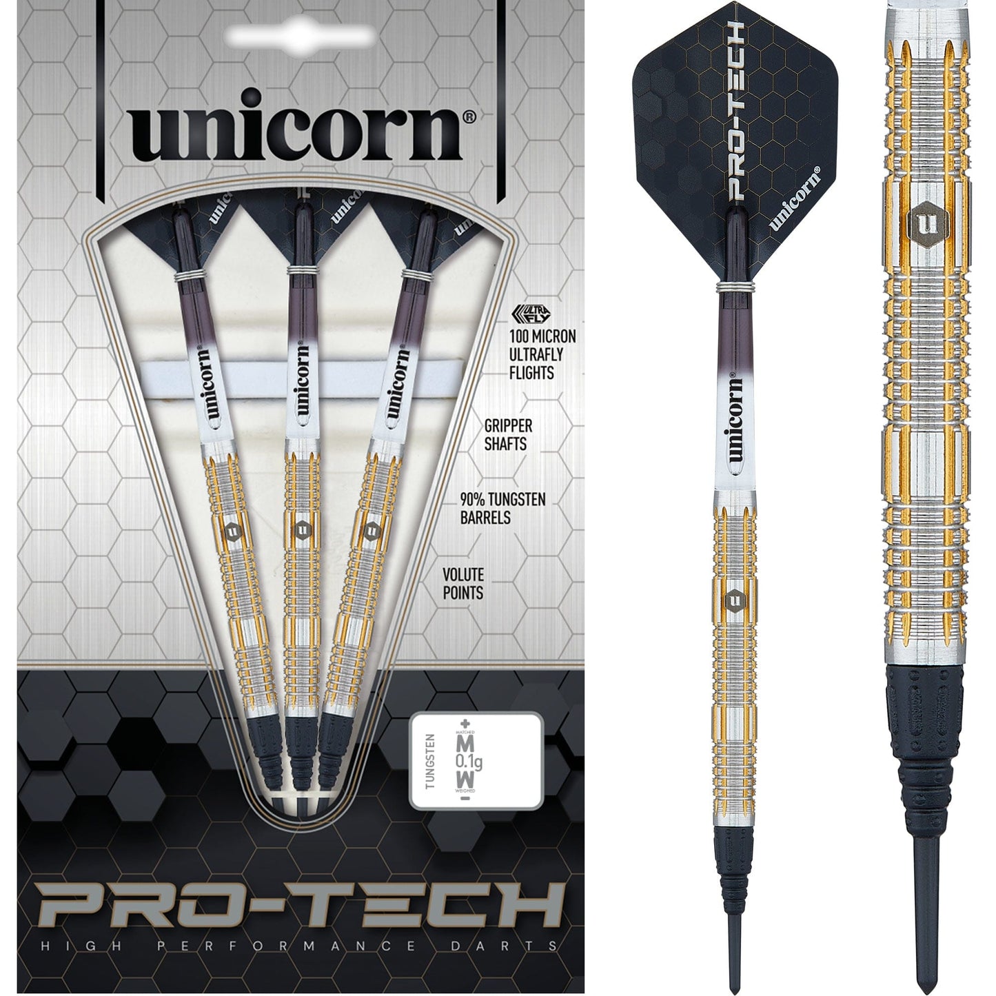 Unicorn Protech Darts - Style 4 - Soft Tip - Gold Ring 18g