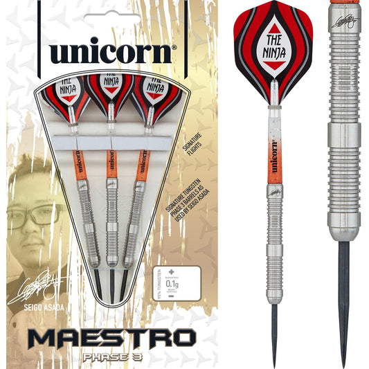 Unicorn Seigo Asada Darts - Steel Tip - Maestro - Phase 3 - Natural 22g