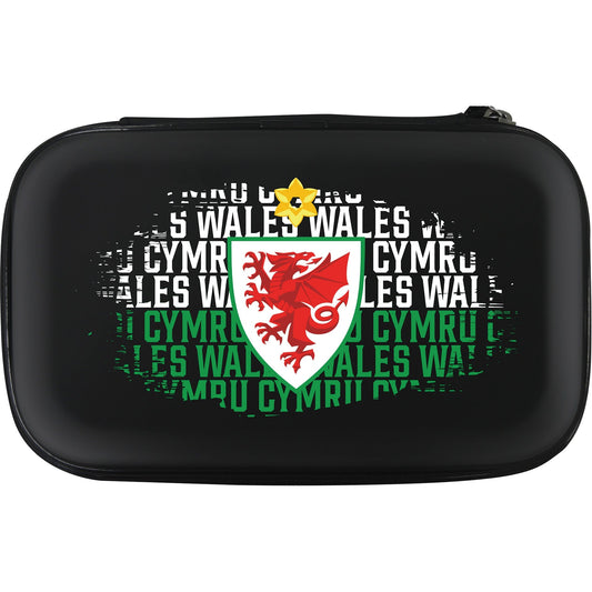 Wales FA - Cymru - Large Darts Case - Black - W2 - Welsh Crest on Word Art