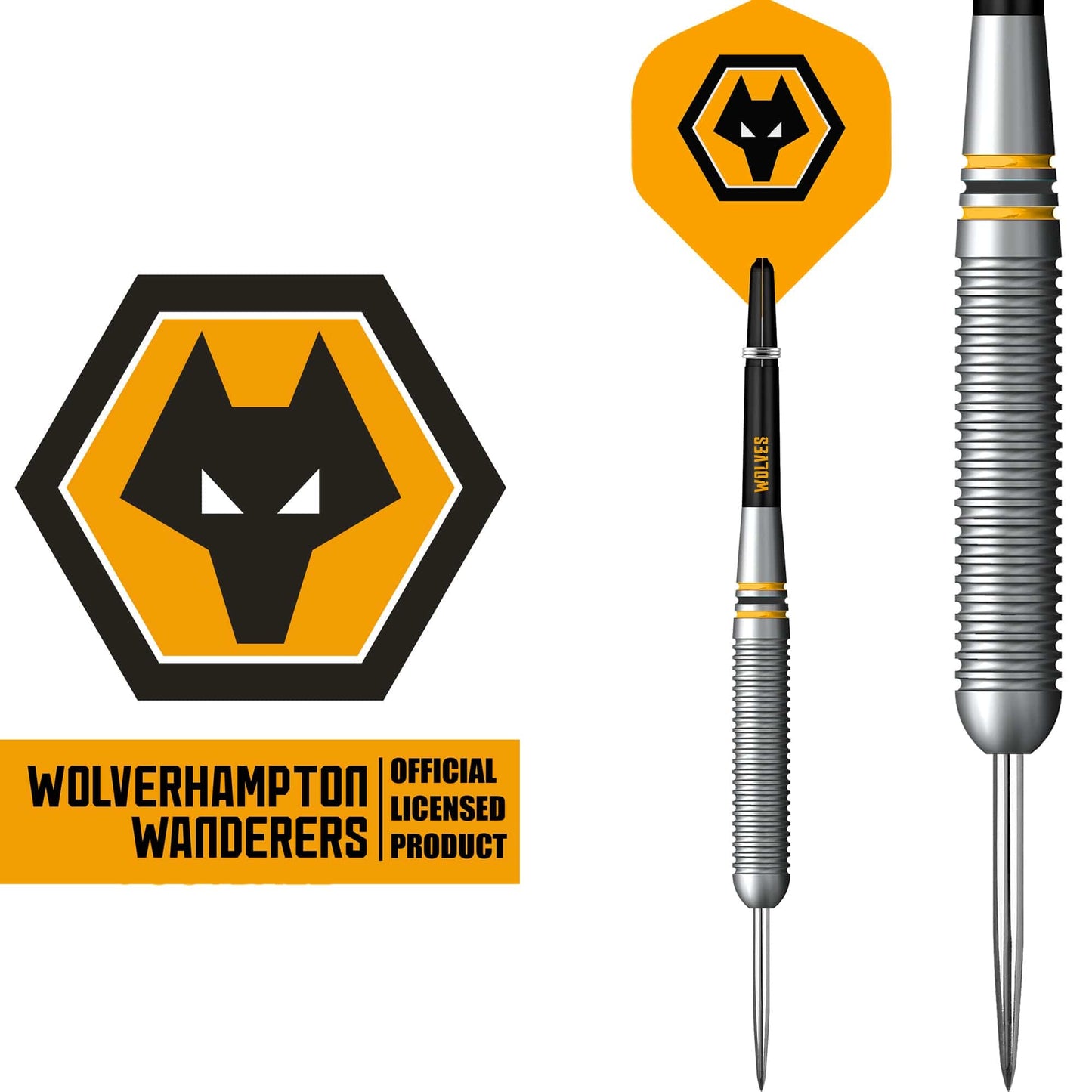 Wolverhampton Wanderers FC Darts - Steel Tip Brass - Official Licensed - Wolves - 22g 22g