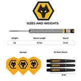 Wolverhampton Wanderers FC Darts - Steel Tip Tungsten - Official Licensed - Wolves - 24g 24g