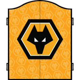 Wolverhampton Wanderers FC Dartboard Cabinet - Official Licensed - C2 - Wolves - Black - Repeat Crest