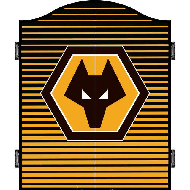 Wolverhampton Wanderers FC Dartboard Cabinet - Official Licensed - C3 - Wolves - Black - Stripe