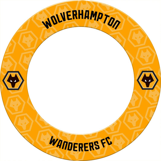 Wolverhampton Wanderers FC Dartboard Surround - Official Licensed - Wolves - S2 - Black - Repeat Crest