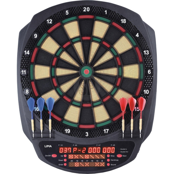 XQMax Electronic Dartboard - Multiplayer - with 6 Darts - 36 Games - Lima