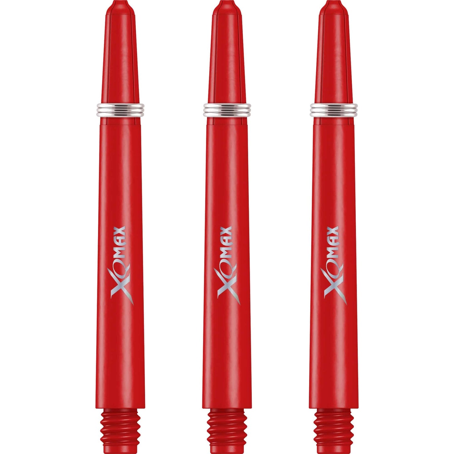 XQMax Polycarbonate Dart Shafts - Solid Colour with Logo - includes Springs - Red Medium