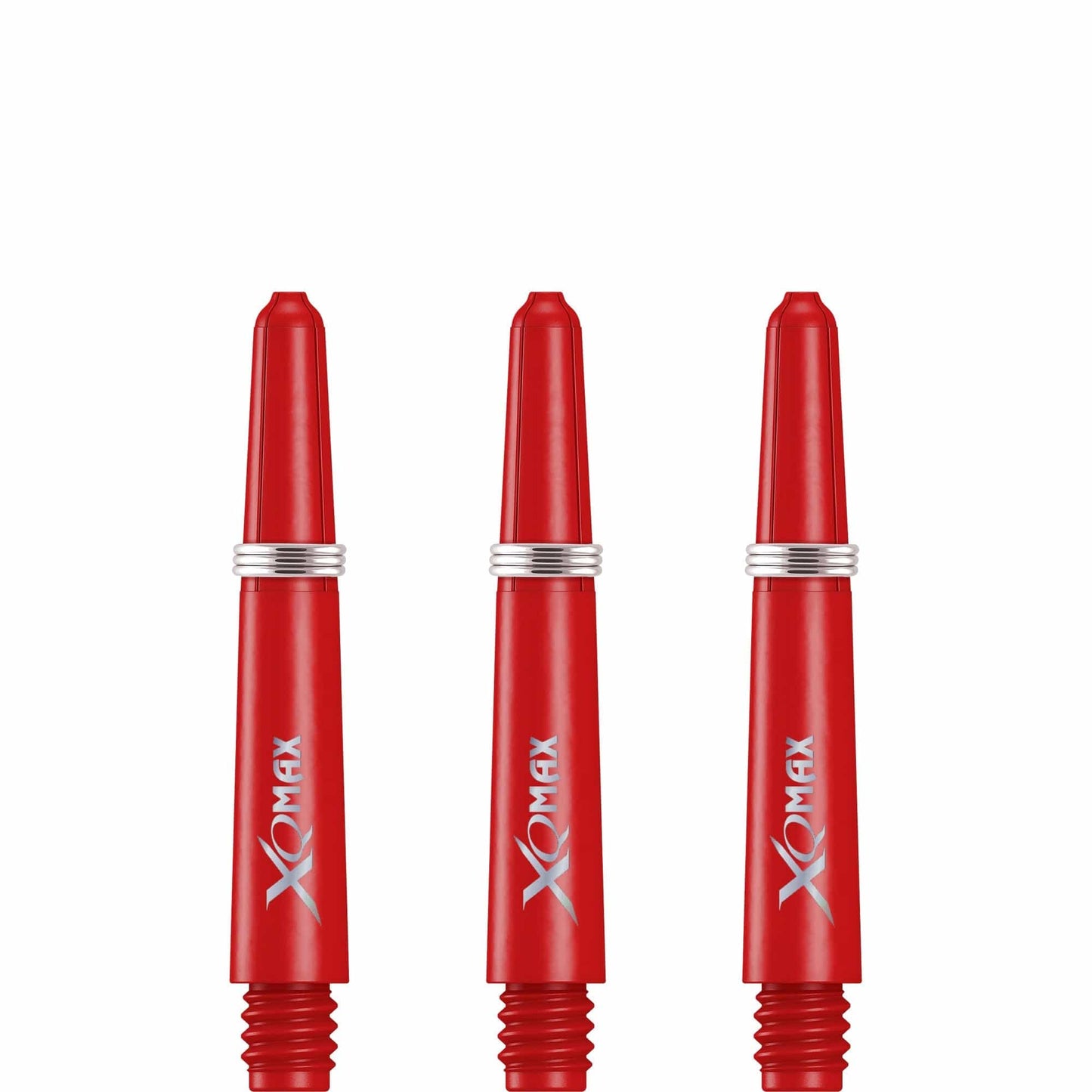 XQMax Polycarbonate Dart Shafts - Solid Colour with Logo - includes Springs - Red Short