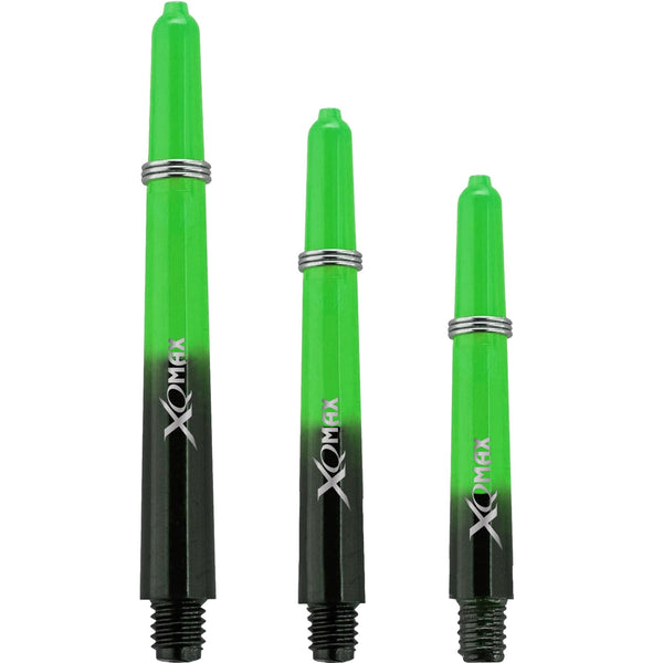 XQMax Gradient Polycarbonate Dart Shafts - with Logo - includes Springs - Black & Green