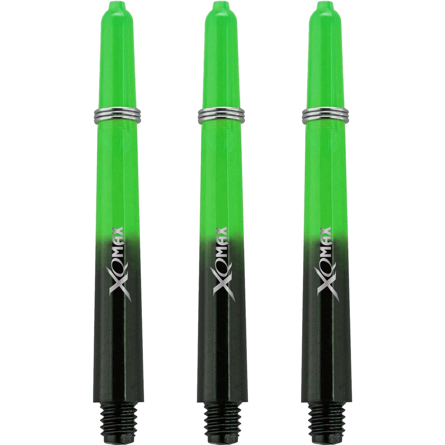 XQMax Gradient Polycarbonate Dart Shafts - with Logo - includes Springs - Black & Green Medium