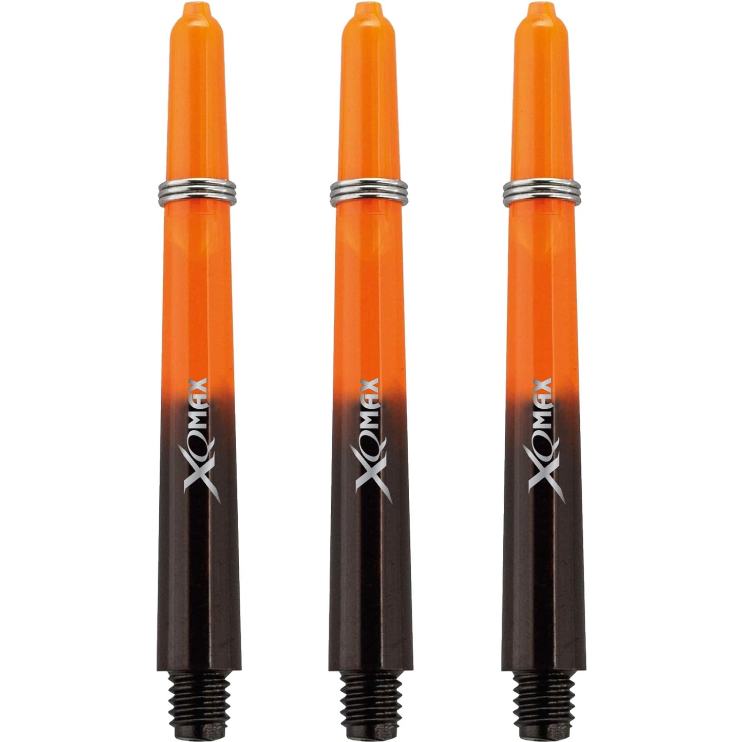 XQMax Gradient Polycarbonate Dart Shafts - with Logo - includes Springs - Black & Orange Medium